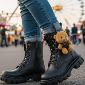 Unisex Çocuk Bağcıklı Postal Bot – Kışlık Outdoor Ayıcıklı Model