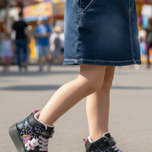 Kız Çocuk Spor Ayakkabı Yüksek Taban Bağcıklı Cırt Cırtlı Peluş Anahtarlıklı Günlük Sneaker